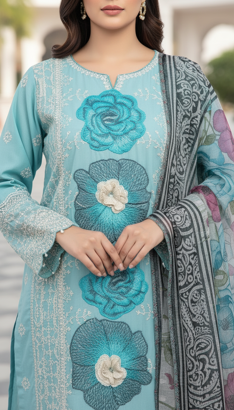 Aqua Blue Swiss Lawn