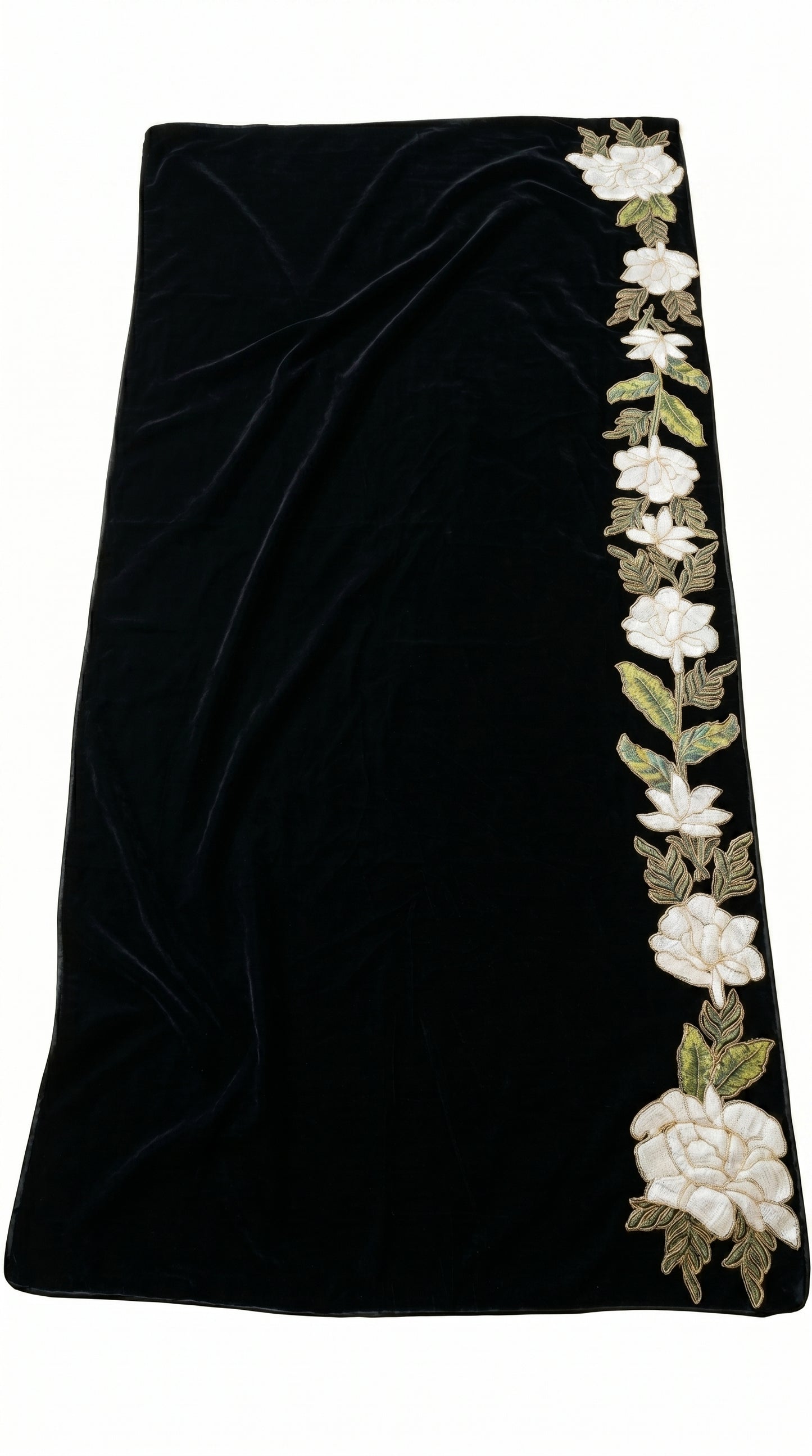 Signature Embroidered Shawl – Velvet Bloom Drape