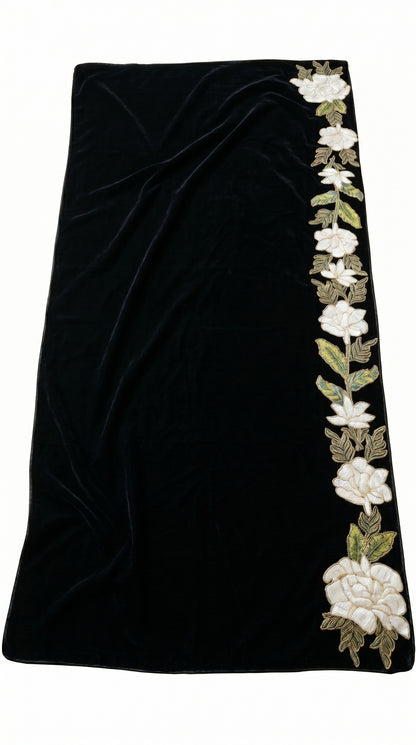 Signature Embroidered Shawl – Velvet Bloom Drape