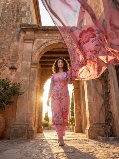 Blush in Bloom – Luxury Printed Summer Lawn 3 Piece Suit