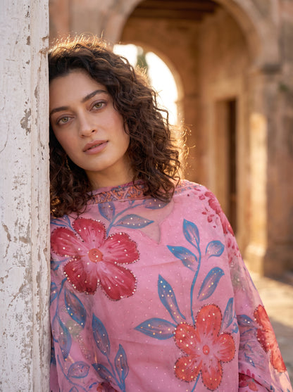 Blush in Bloom – Luxury Printed Summer Lawn 3 Piece Suit