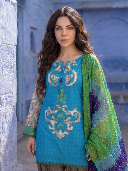 Peacock Court – Bareez Lawn Appliqué 3 Piece Suit