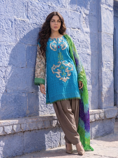 Peacock Court – Bareez Lawn Appliqué 3 Piece Suit