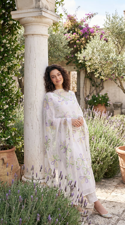 Petal Poise – Luxury Embroidered Krinkle Chiffon 2 Piece Suit