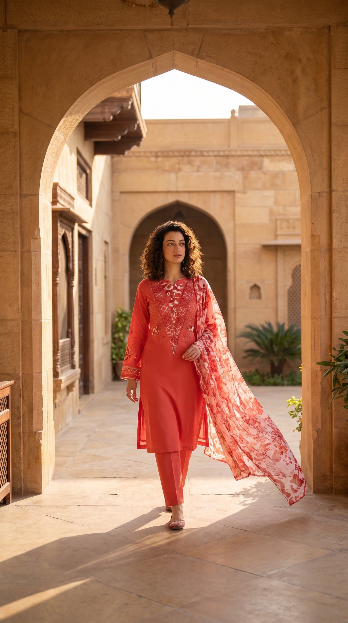 Rosé Reverie – Hand Embroidered Silk Lawn 3 Piece Suit