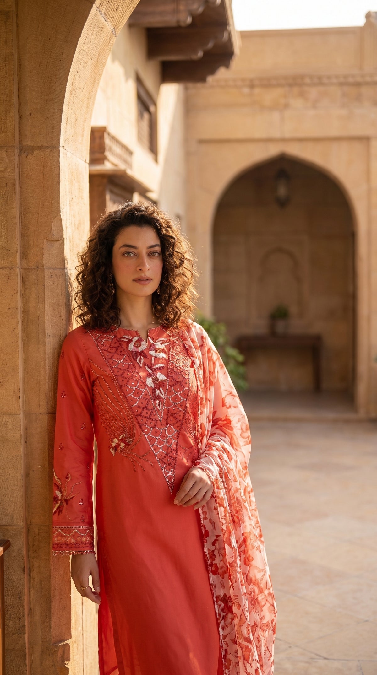 Rosé Reverie – Hand Embroidered Silk Lawn 3 Piece Suit