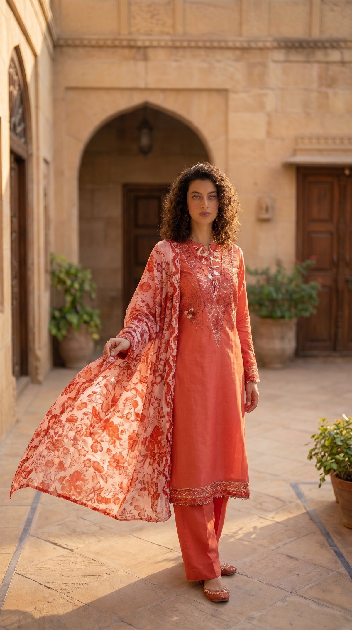 Rosé Reverie – Hand Embroidered Silk Lawn 3 Piece Suit