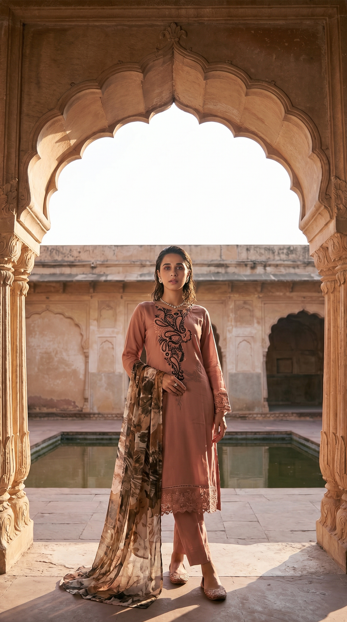 Rosewood Reverie – Machine Embroidered 2 Piece Suit