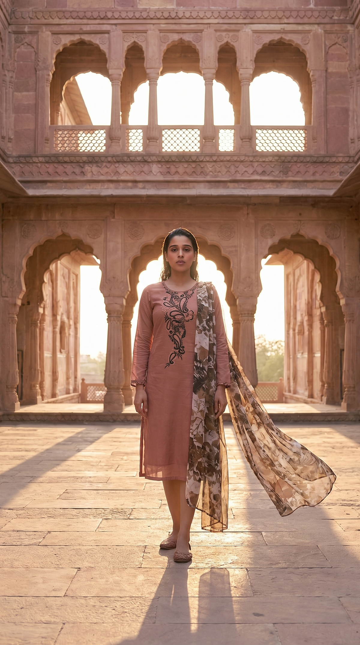 Rosewood Reverie – Machine Embroidered 2 Piece Suit