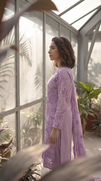 Lavender Reverie – Hand Embroidered 3 Piece Suit