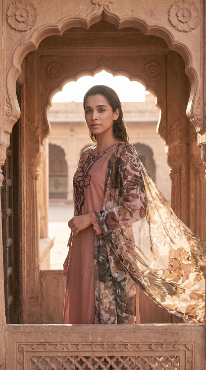 Rosewood Reverie – Machine Embroidered 2 Piece Suit