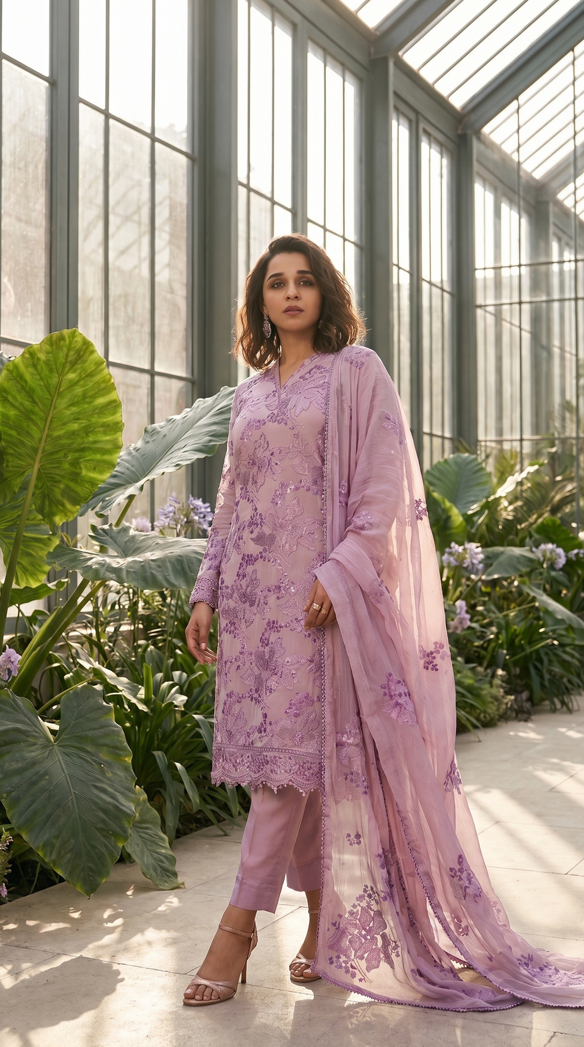 Lavender Reverie – Hand Embroidered 3 Piece Suit