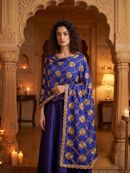 Royal Gold – Antique China Silk Lawn Gota Work Shawl