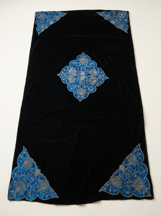 Signature Embroidered Shawl – Velvet Royal Sapphire