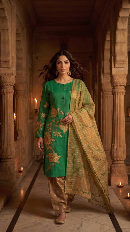Emerald Court – Aari Embroidered Silk Lawn 3 Piece Suit