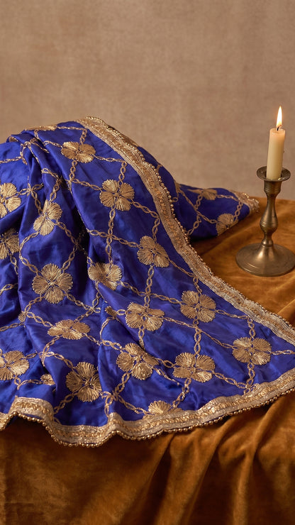 Royal Gold – Antique China Silk Lawn Gota Work Shawl