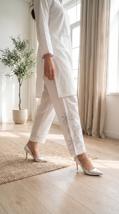 Gota Shalwar I Silver Snow Bloom