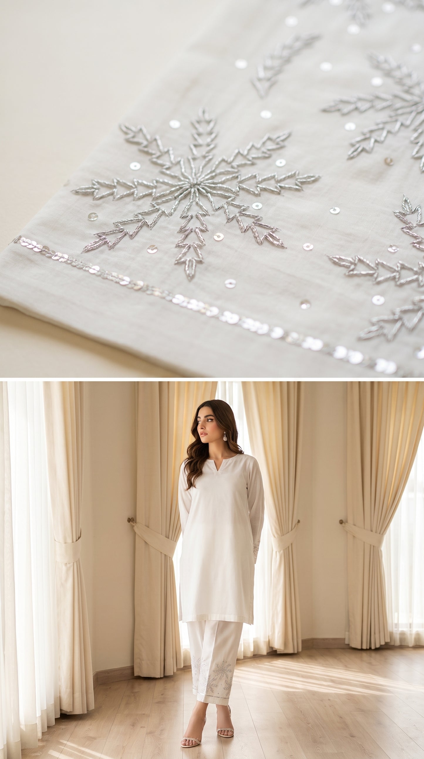 Gota Shalwar I Silver Snow Bloom