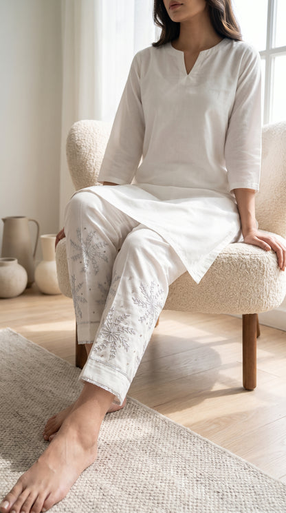 Gota Shalwar I Silver Snow Bloom