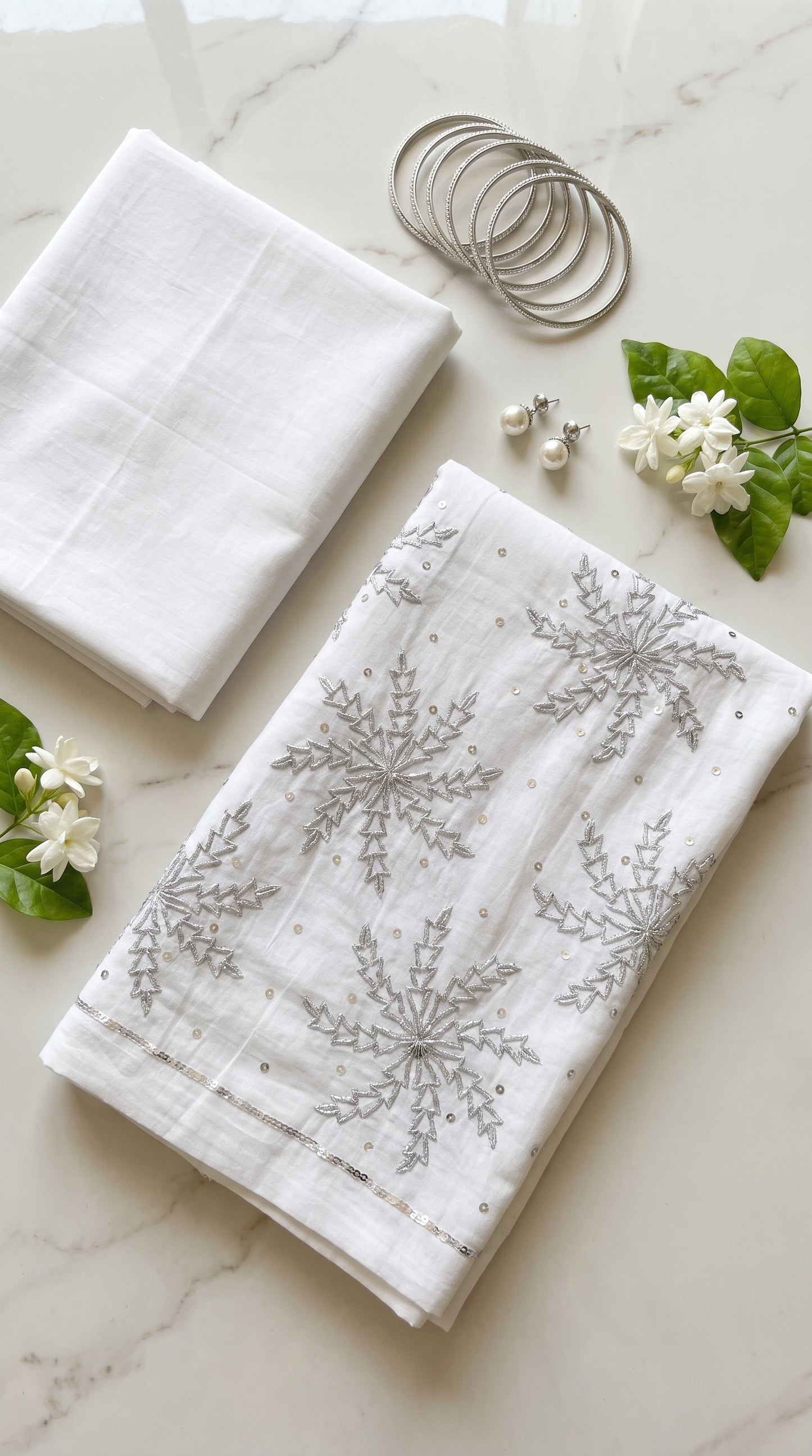 Gota Shalwar I Silver Snow Bloom