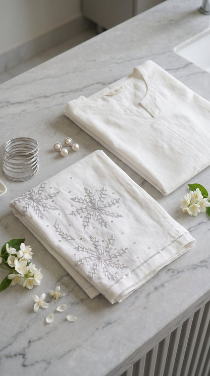 Gota Shalwar I Silver Snow Bloom