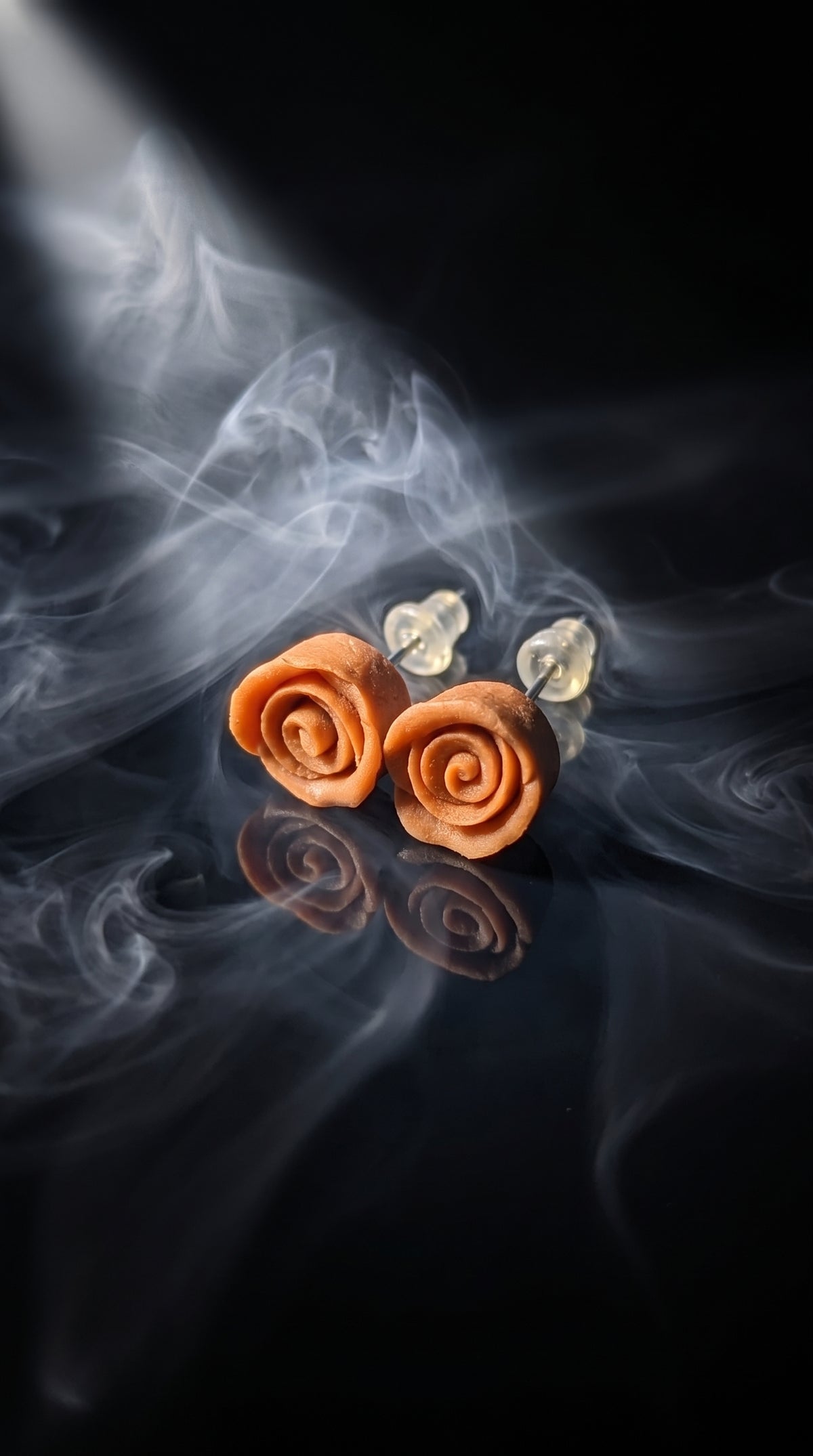 Terracotta Rose – Sculpted Clay Rose Stud Earrings
