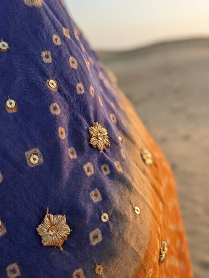 Twilight Dunes – Bandhani Chunri Chiffon 3 Piece Suit