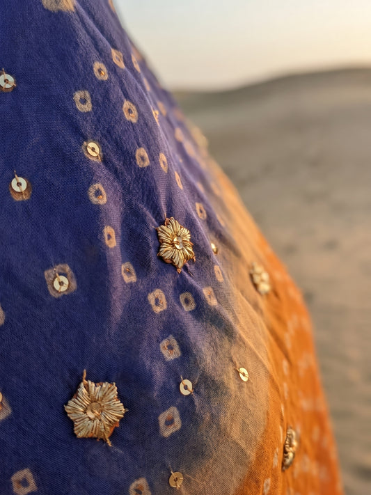 Twilight Dunes – Bandhani Chunri Chiffon 3 Piece Suit