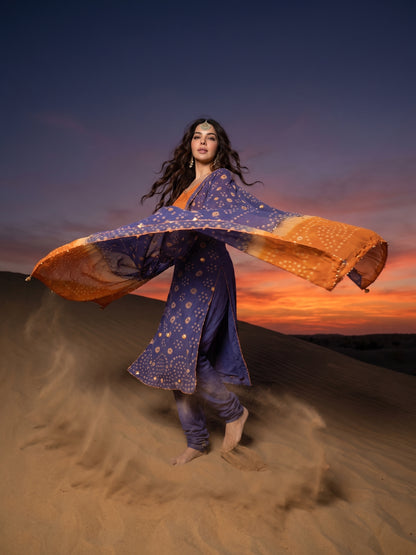 Twilight Dunes – Bandhani Chunri Chiffon 3 Piece Suit