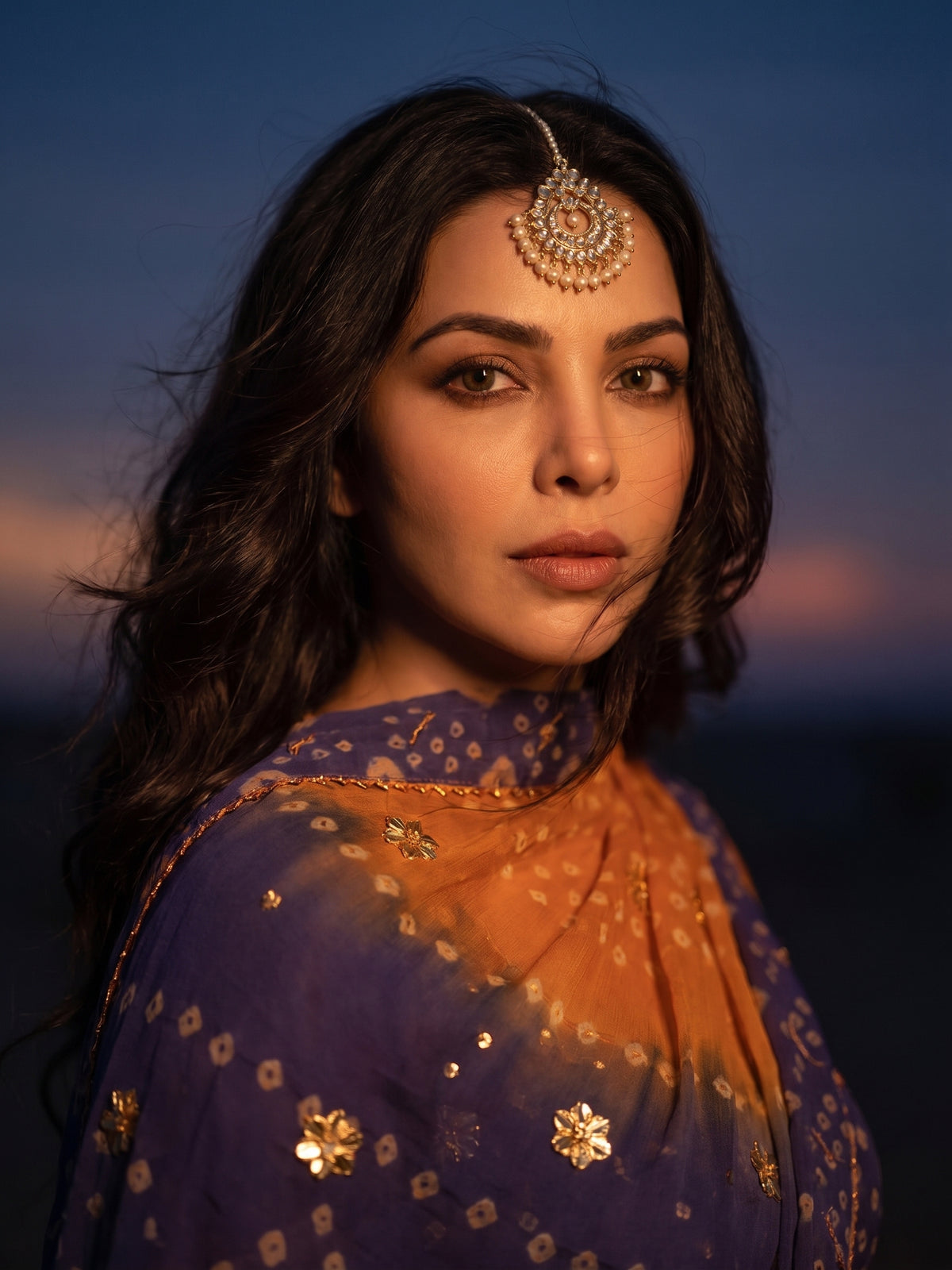 Twilight Dunes – Bandhani Chunri Chiffon 3 Piece Suit