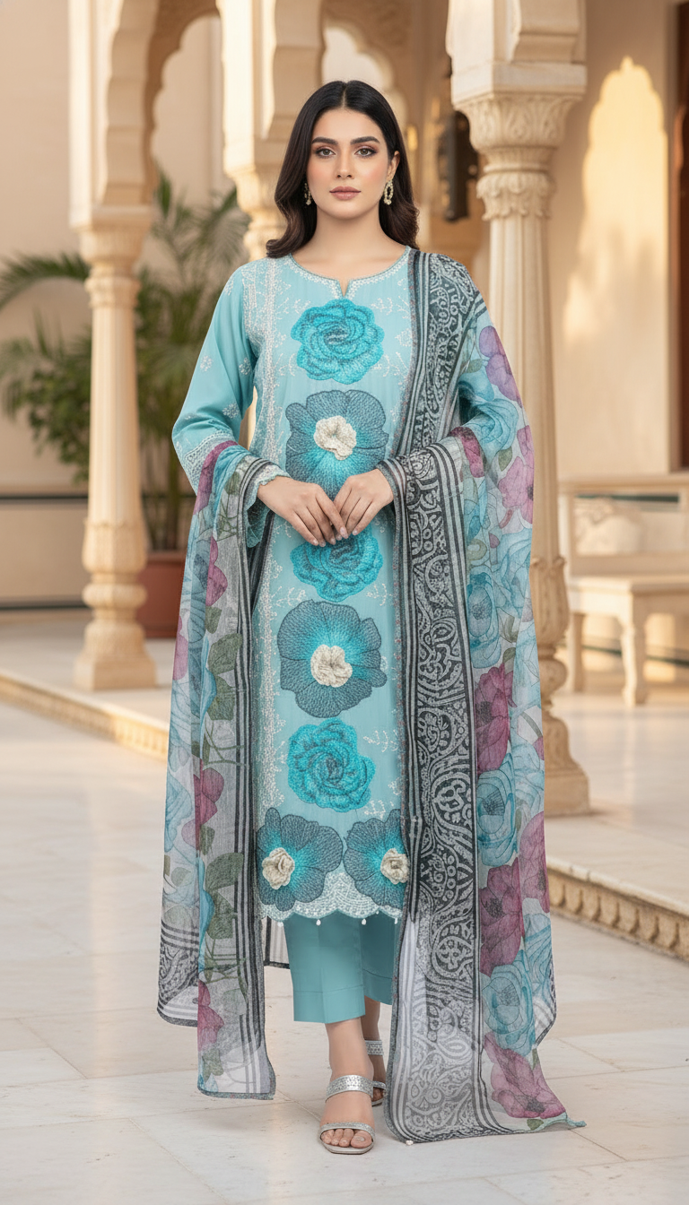 Aqua Blue Swiss Lawn