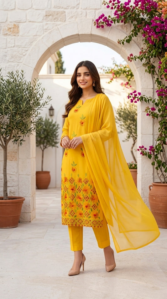 Yellow Hand Embroidery