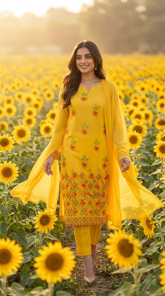 Yellow Hand Embroidery