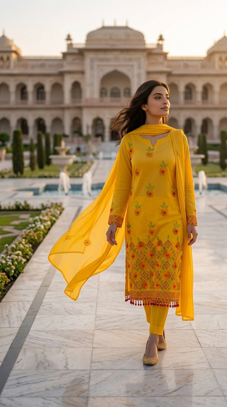 Yellow Hand Embroidery