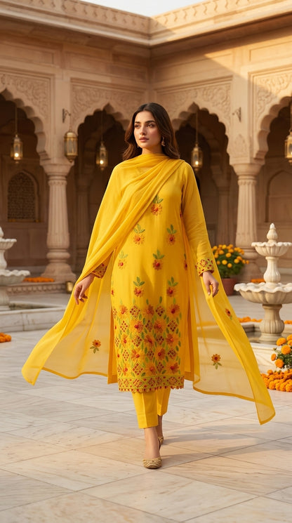Yellow Hand Embroidery